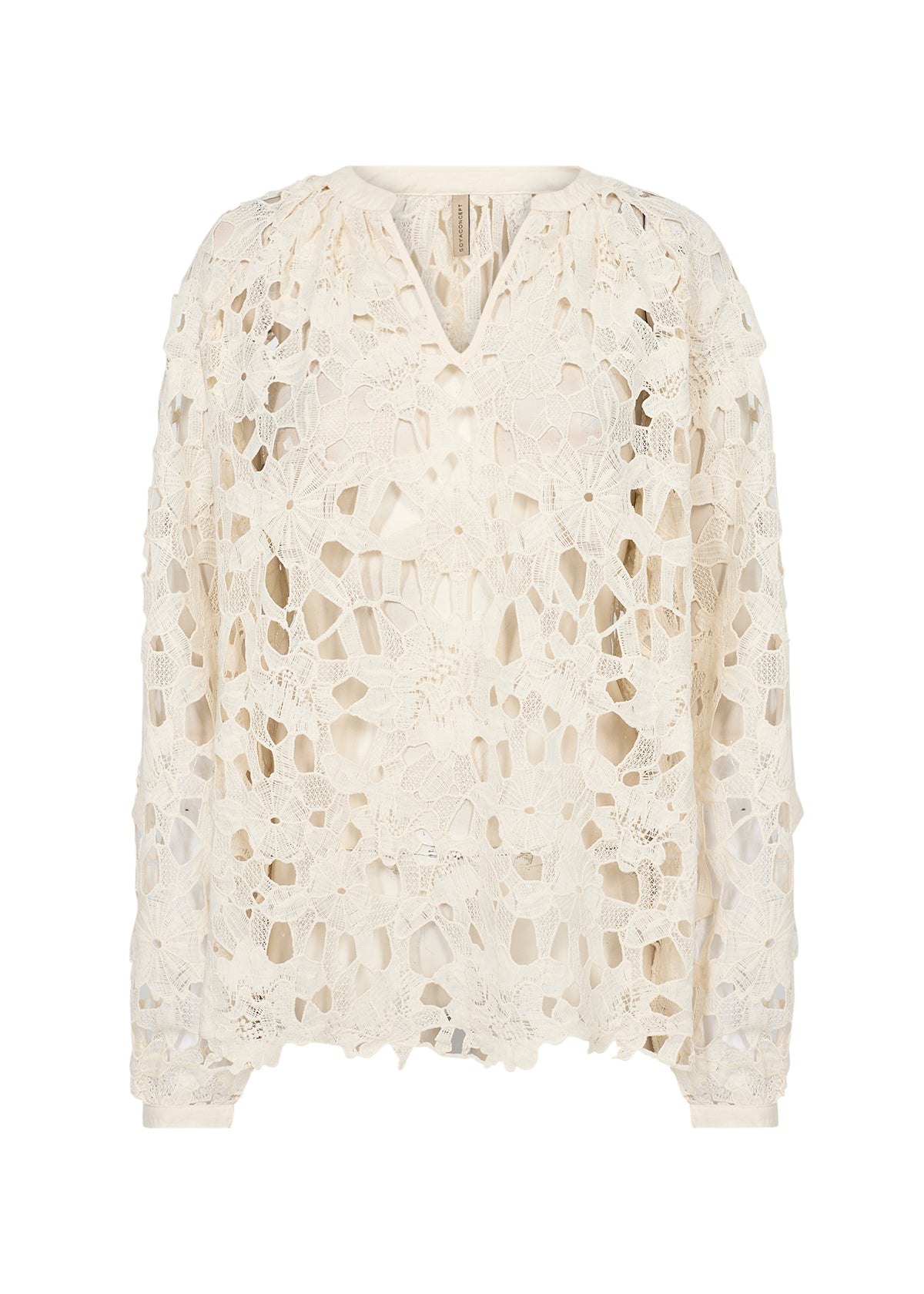 SOYA CONCEPT PAJA 1 Cream Floral Crochet Lace Blouse