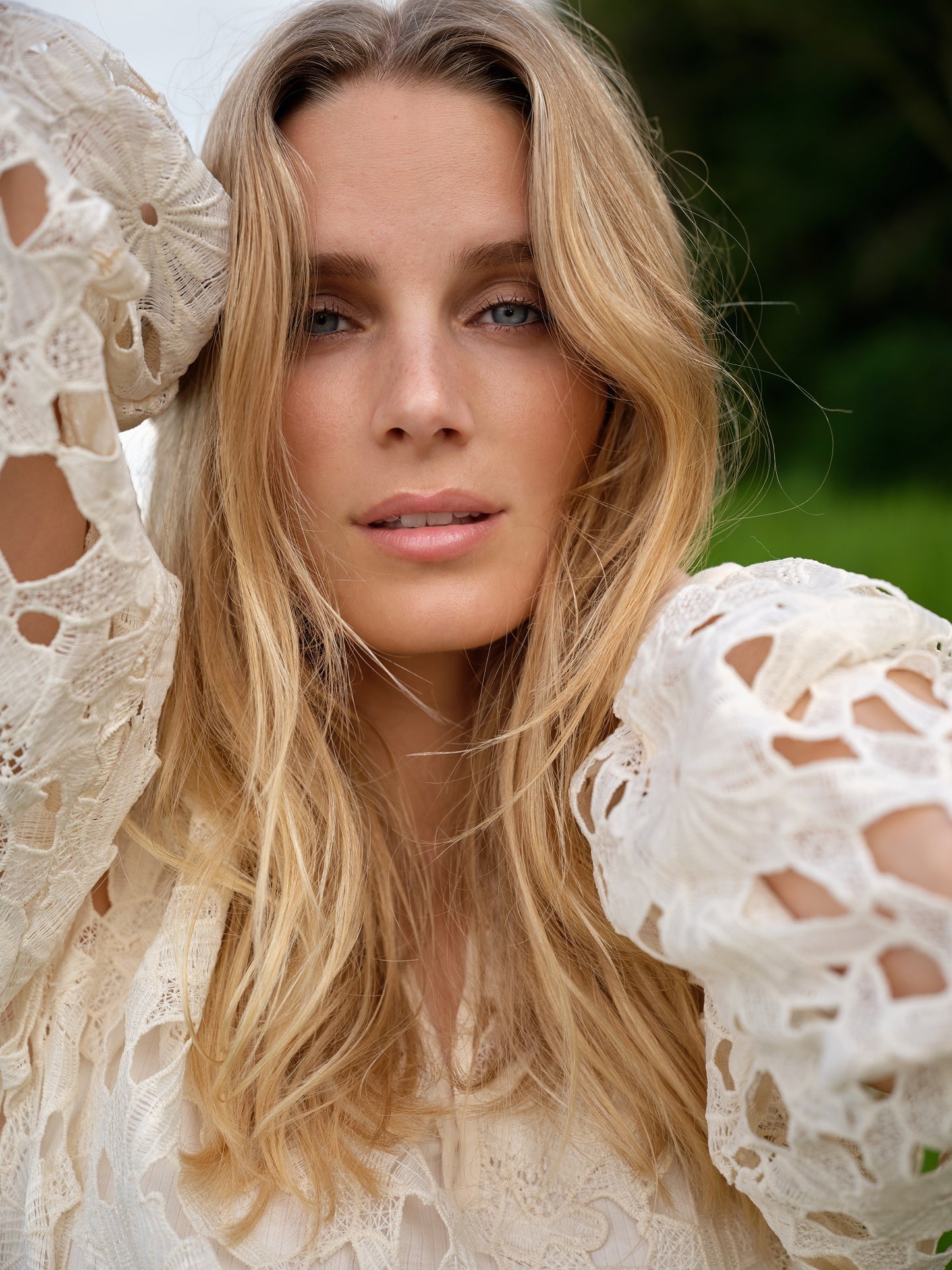 SOYA CONCEPT PAJA 1 Cream Floral Crochet Lace Blouse