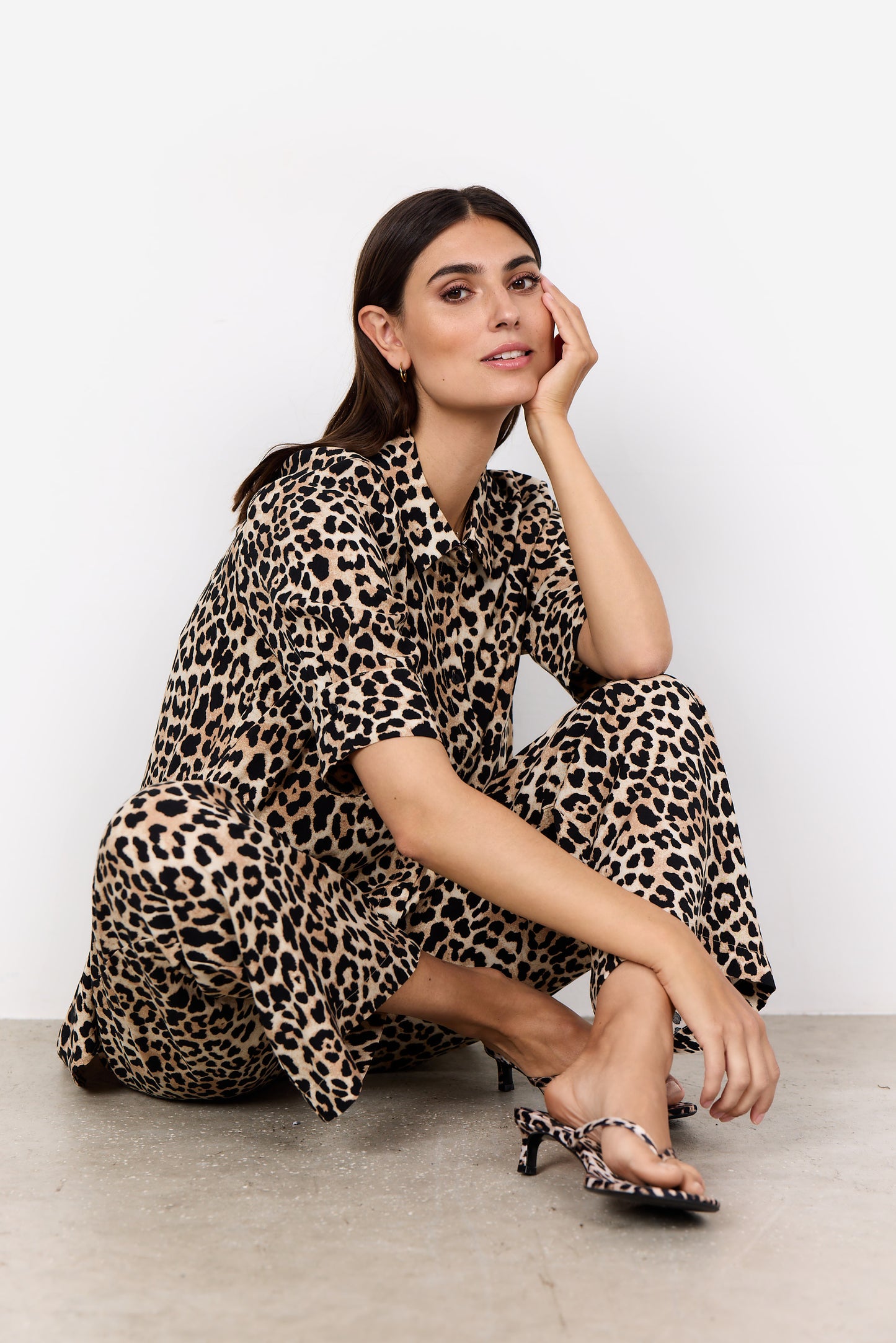 SOYA CONCEPT PIETTA Leopard Print Button Down Blouse
