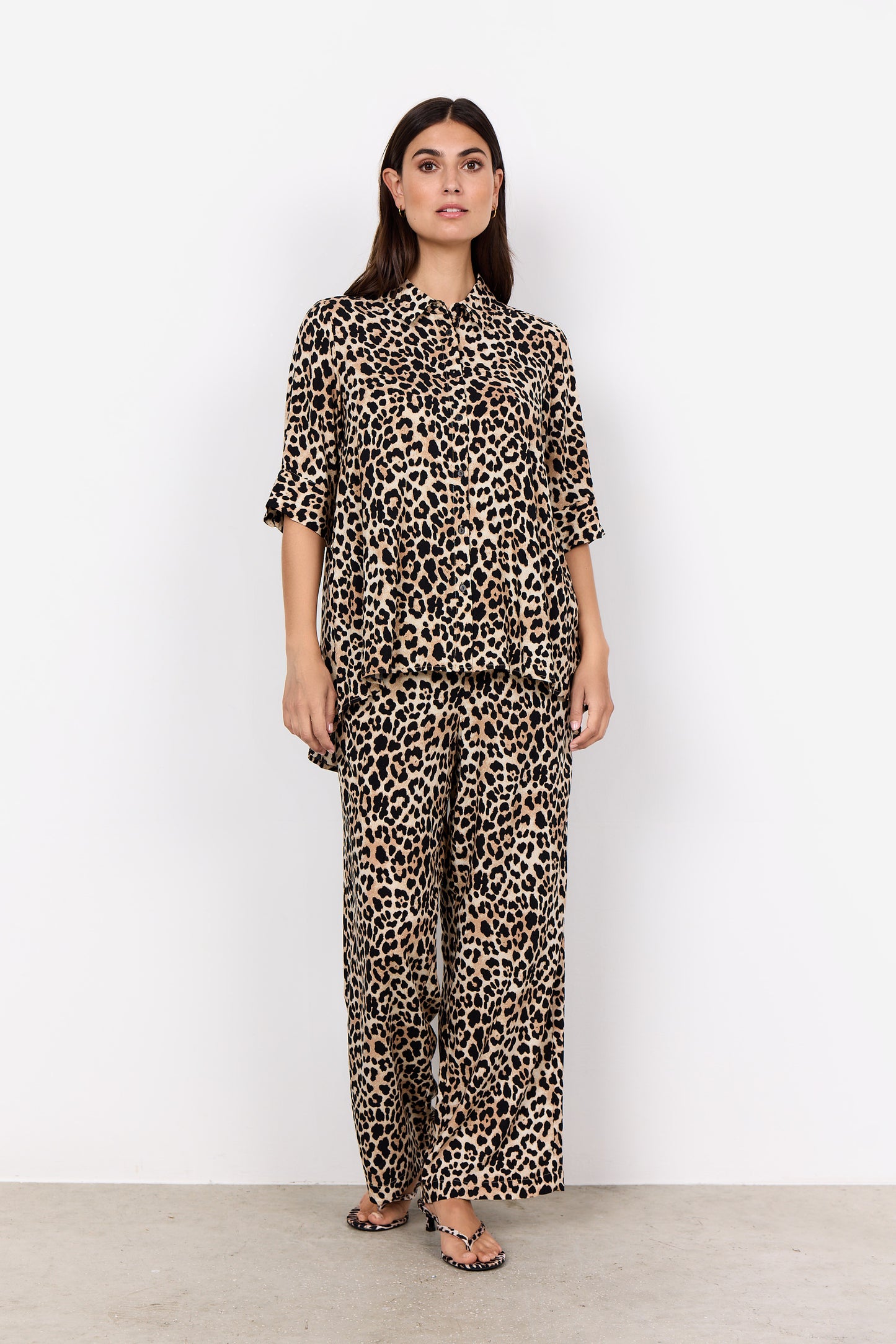 SOYA CONCEPT PIETTA Leopard Print Button Down Blouse