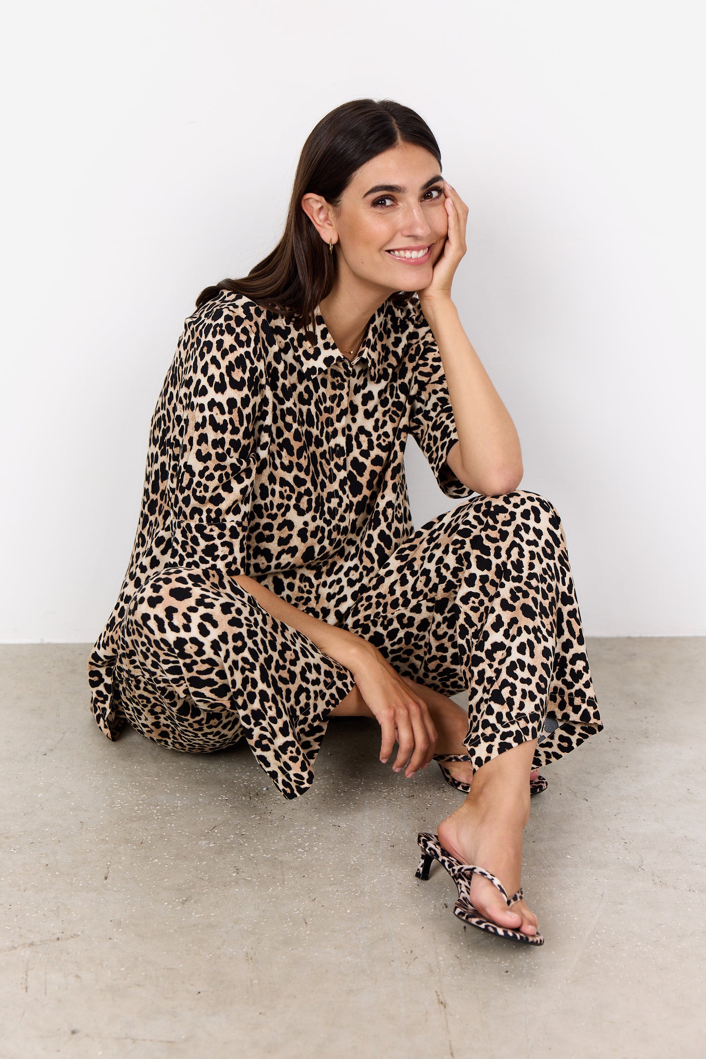 SOYA CONCEPT PIETTA Leopard Print Button Down Blouse