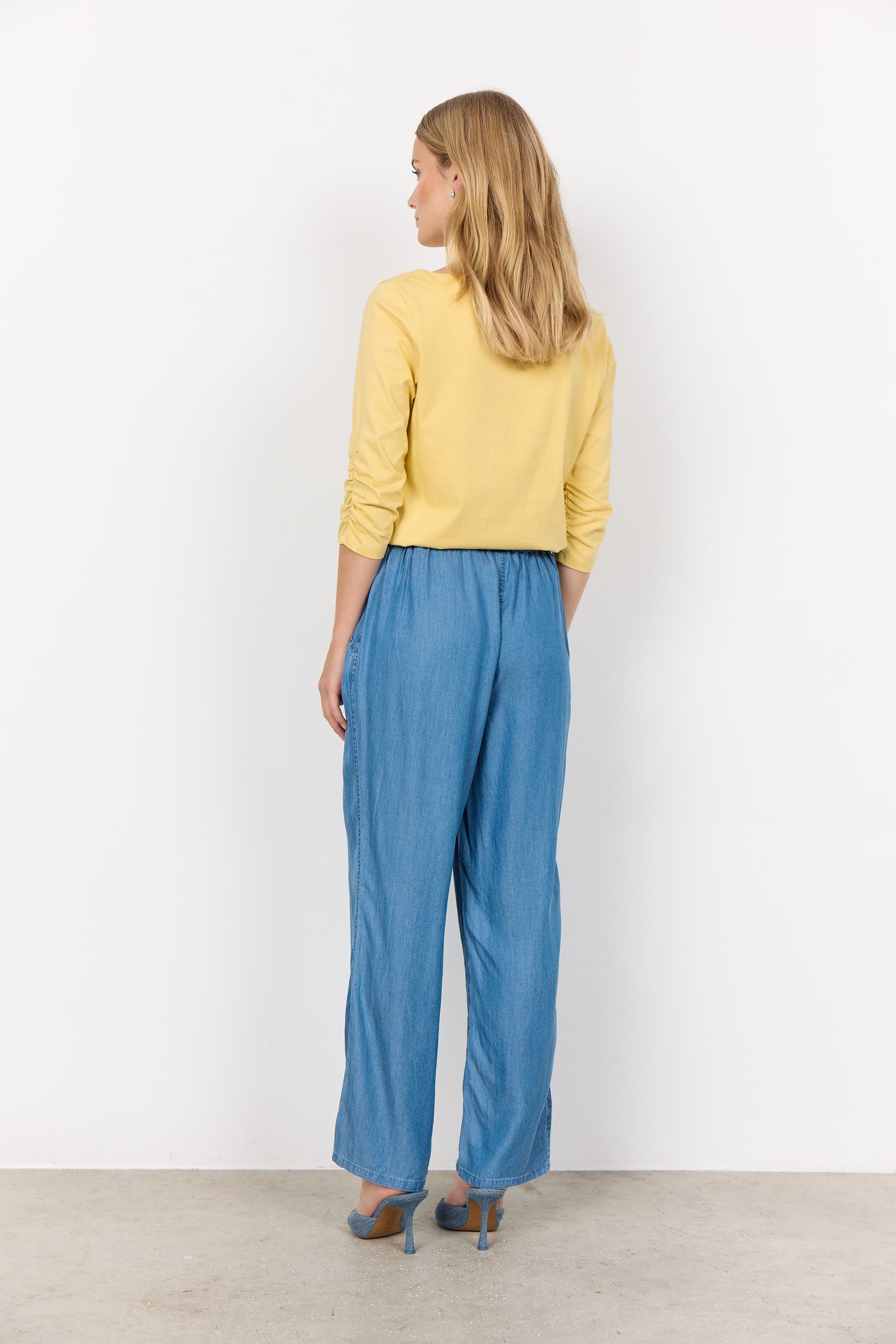 SOYA CONCEPT Liv Chambray Lyocell Pants – Drawstring Elastic Waist Trousers