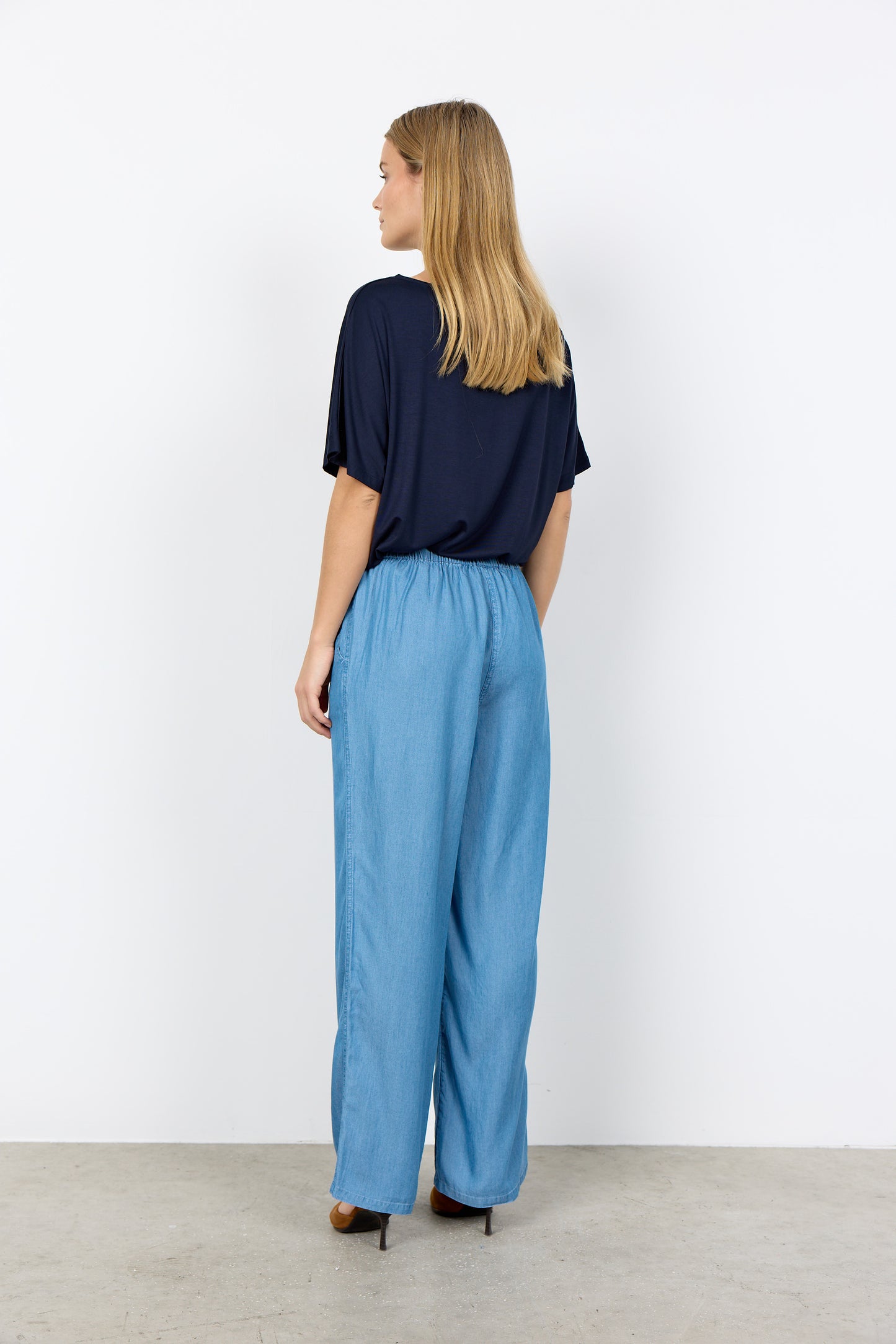 SOYA CONCEPT Liv Chambray Lyocell Pants – Drawstring Elastic Waist Trousers