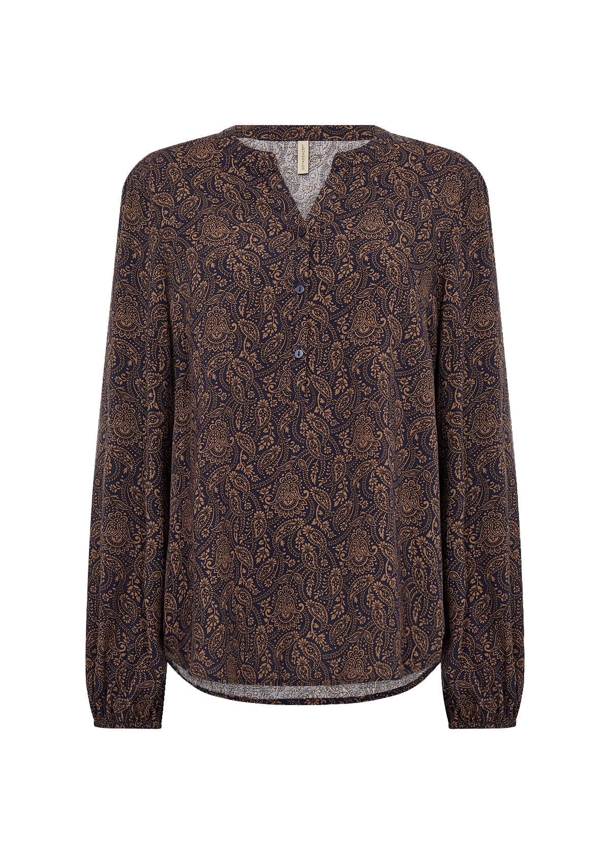 SOYA CONCEPT ASTER Navy & Tan Paisley Print Blouse
