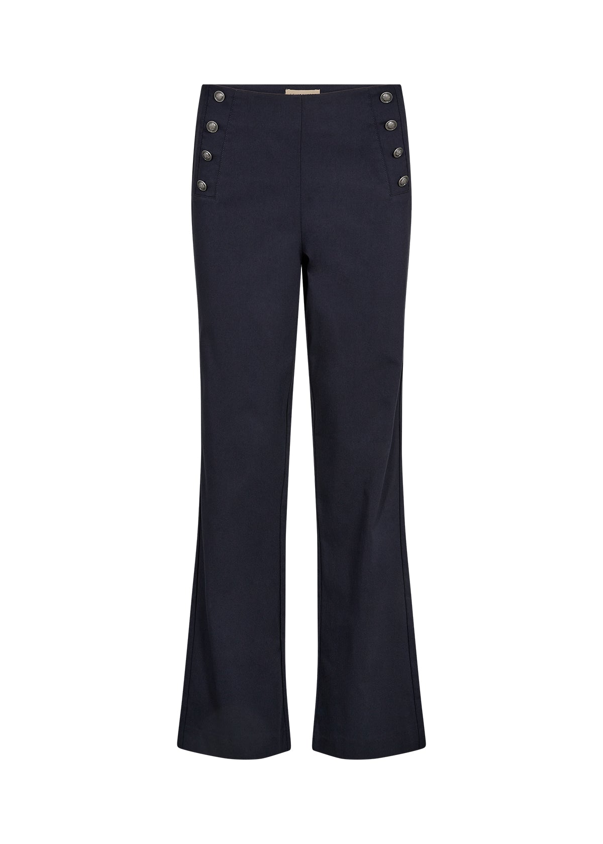 SOYA CONCEPT Lilly Navy Tailored Pants – Straight Leg Button Detail Trousers