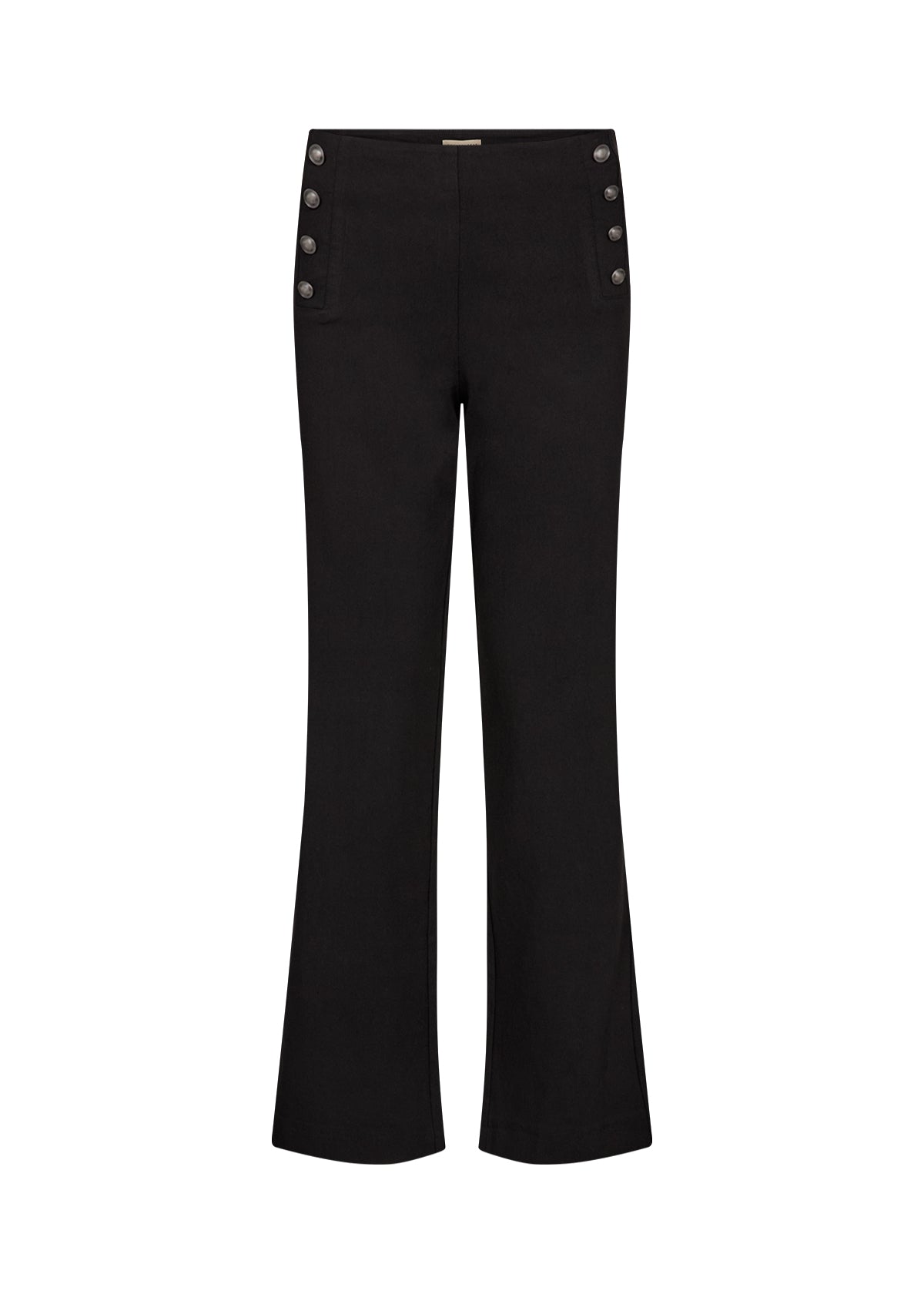 SOYA CONCEPT Lilly Black Tailored Pants – Straight Leg Button Detail Trousers