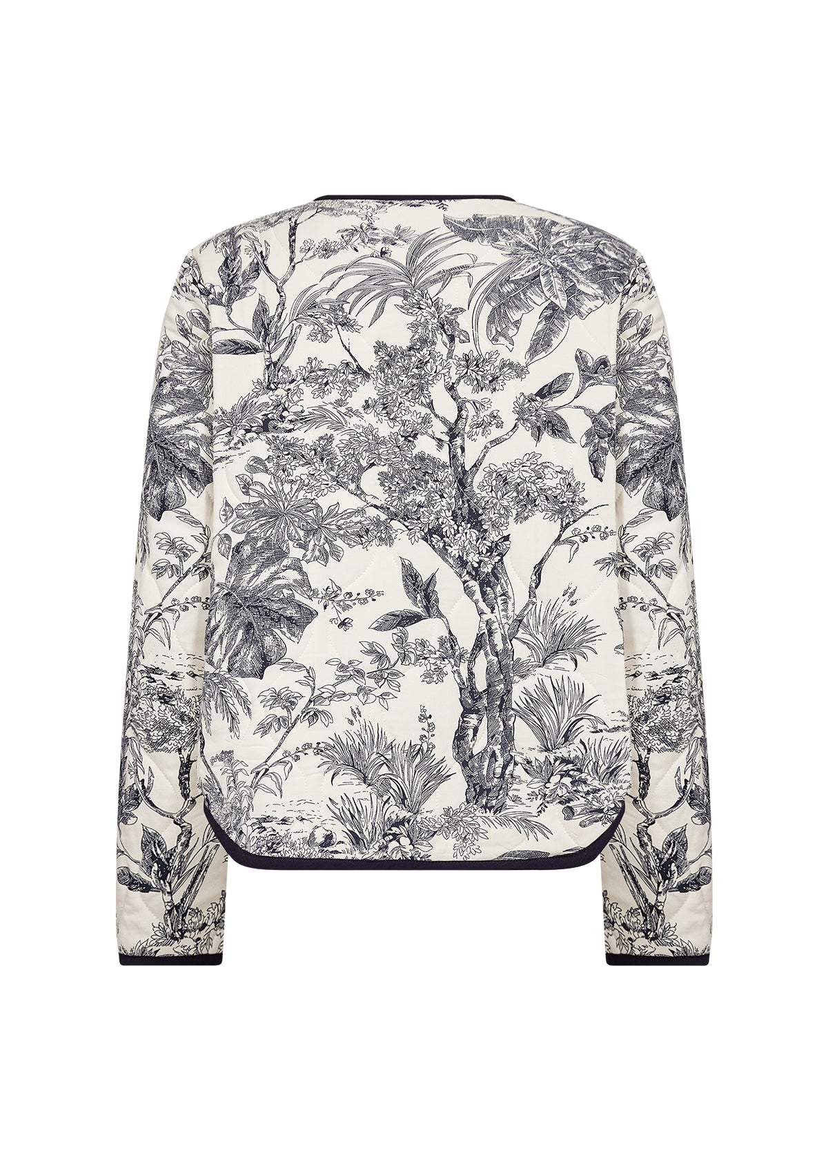 SOYA CONCEPT Carli Navy & White Botanical Print Jacket – Quilted Trim Button Front