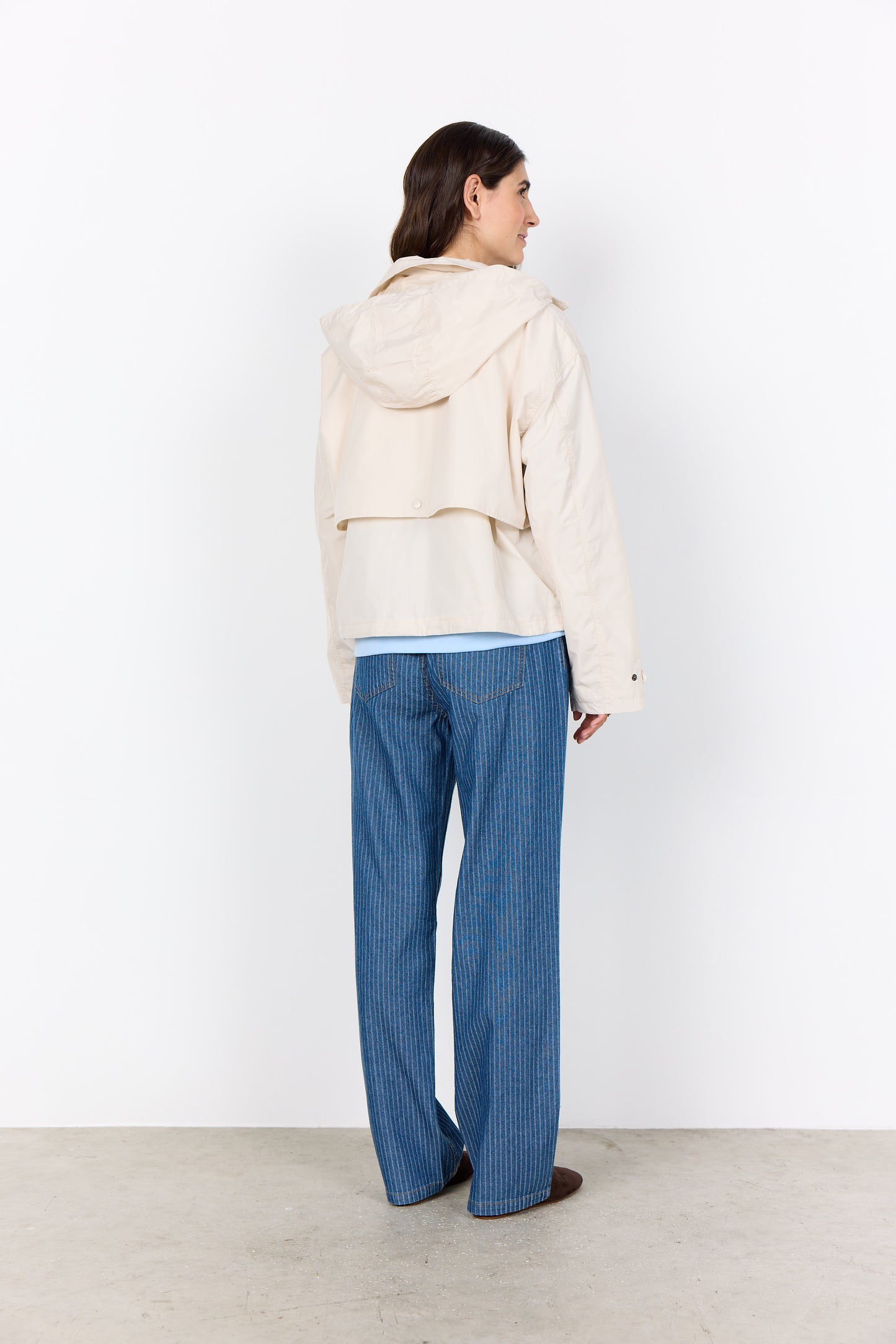 SOYA CONCEPT Polenka Cream Hooded Jacket – Lightweight Windbreaker Utility Coat