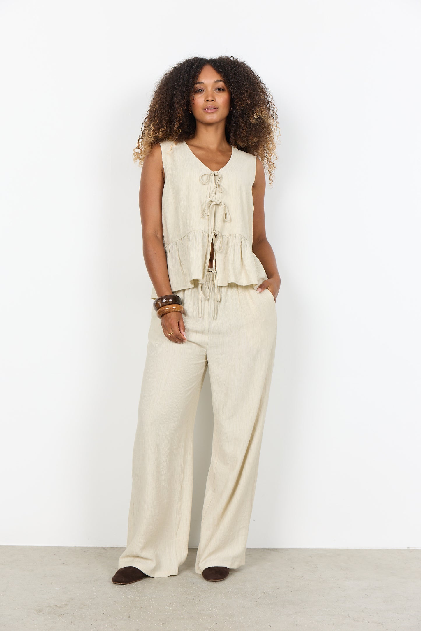 SOYA CONCEPT Ophelia V-Neck Top – Bow Tie Detail ECOVERO™ Blouse