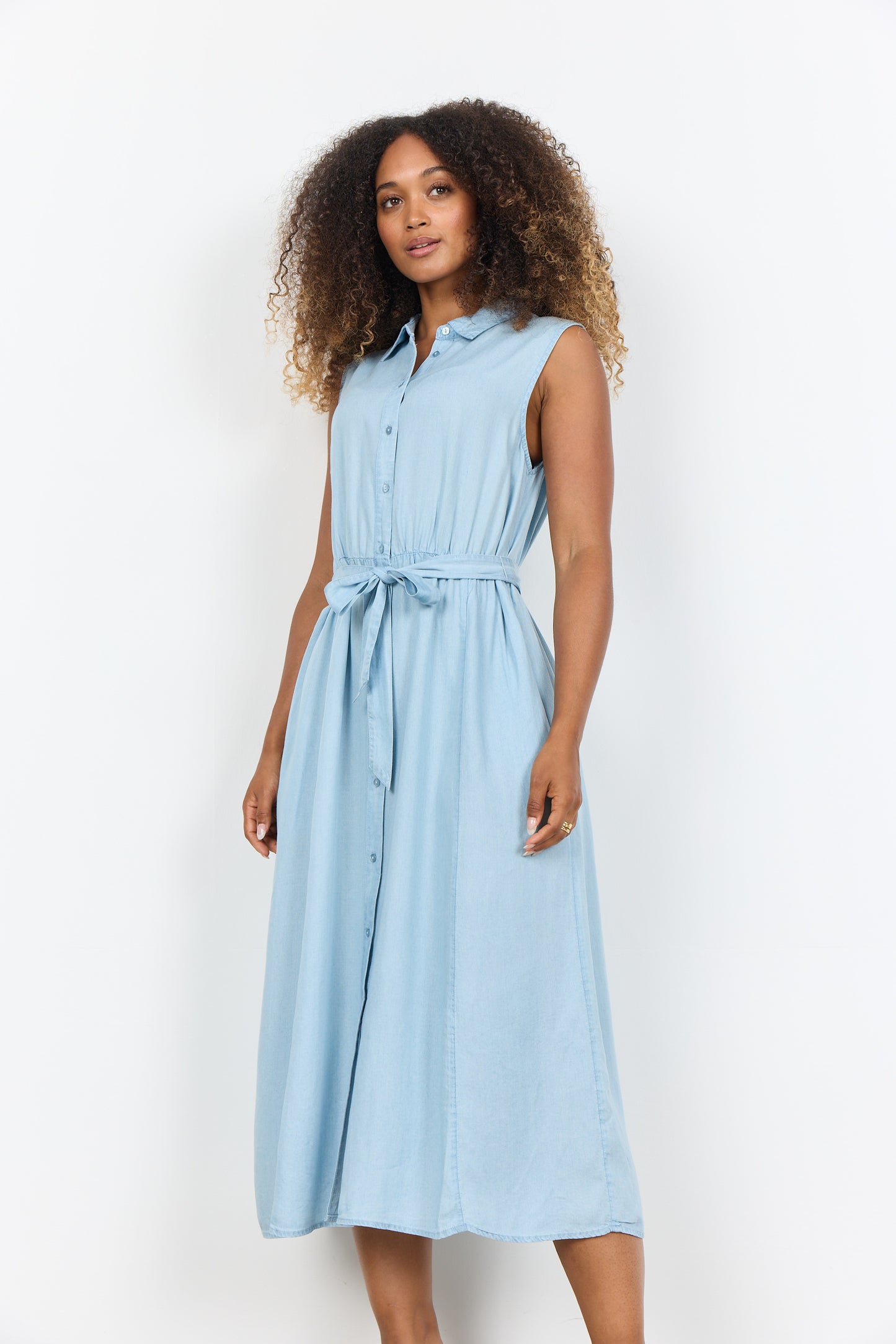 SOYA CONCEPT Liv Lyocell Shirt Dress – Belted Button-Front Printed Dress