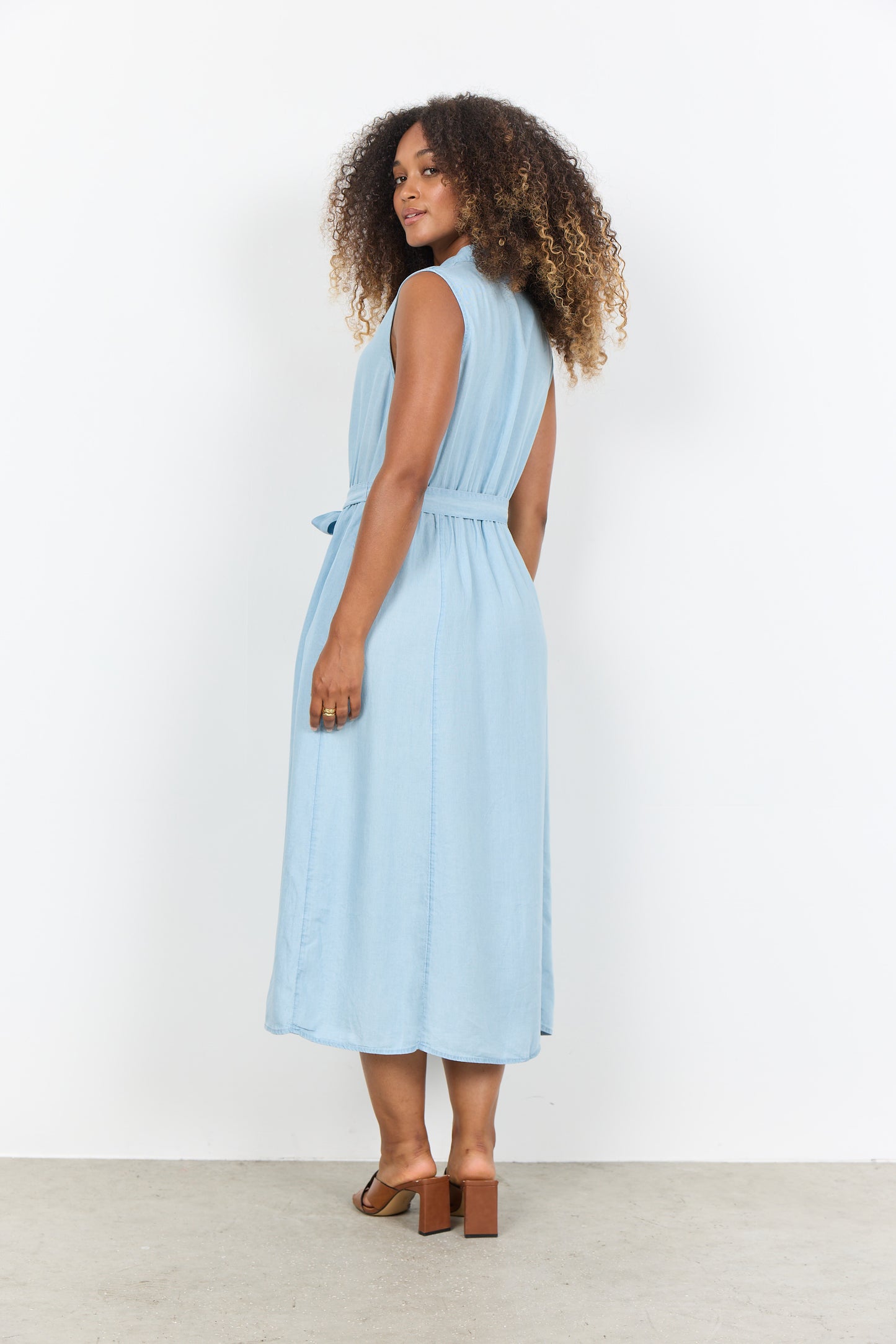 SOYA CONCEPT Liv Lyocell Shirt Dress – Belted Button-Front Printed Dress