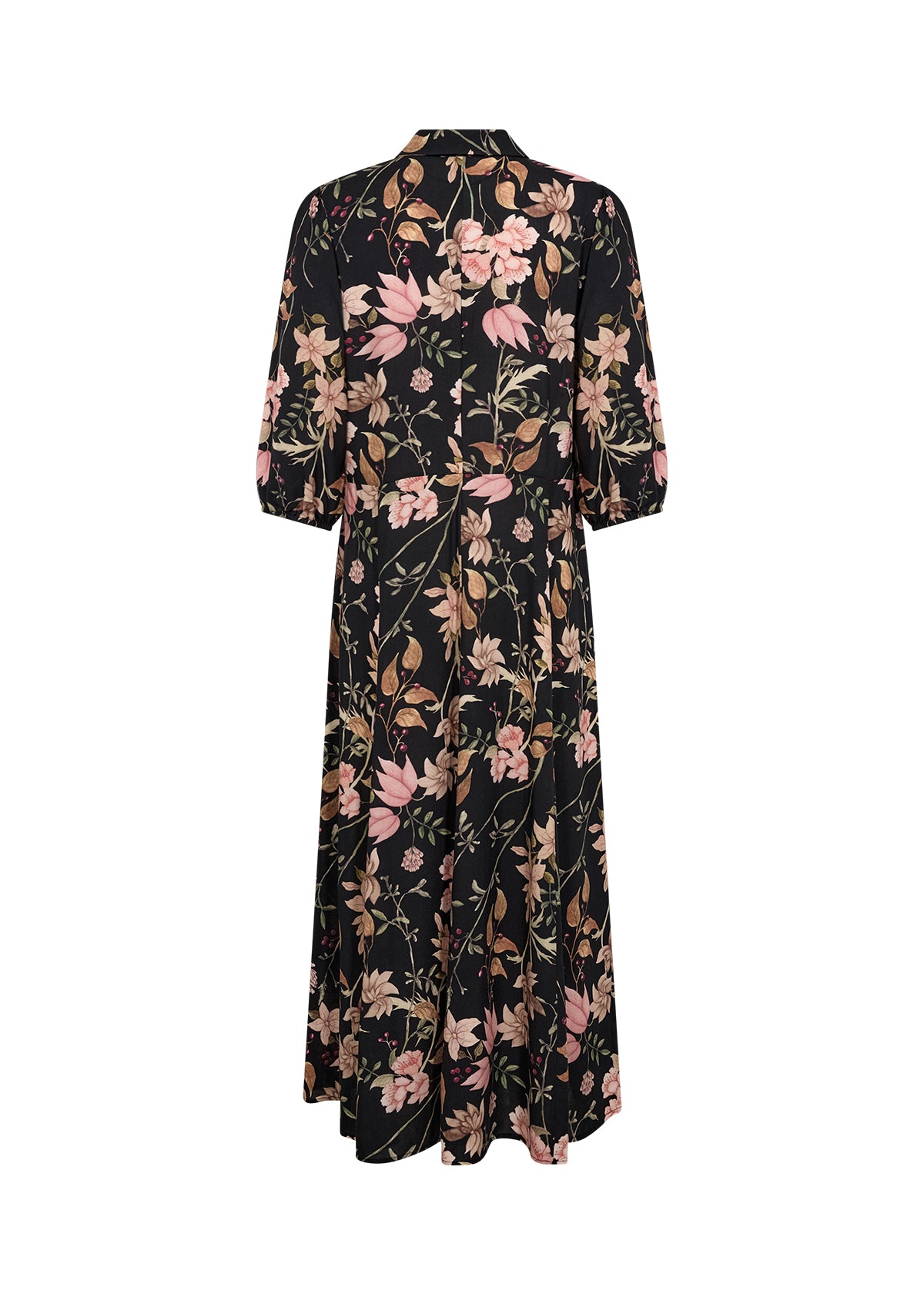 SOYA CONCEPT GRACE Black Floral Midi Shirt Dress – Button Front Dress
