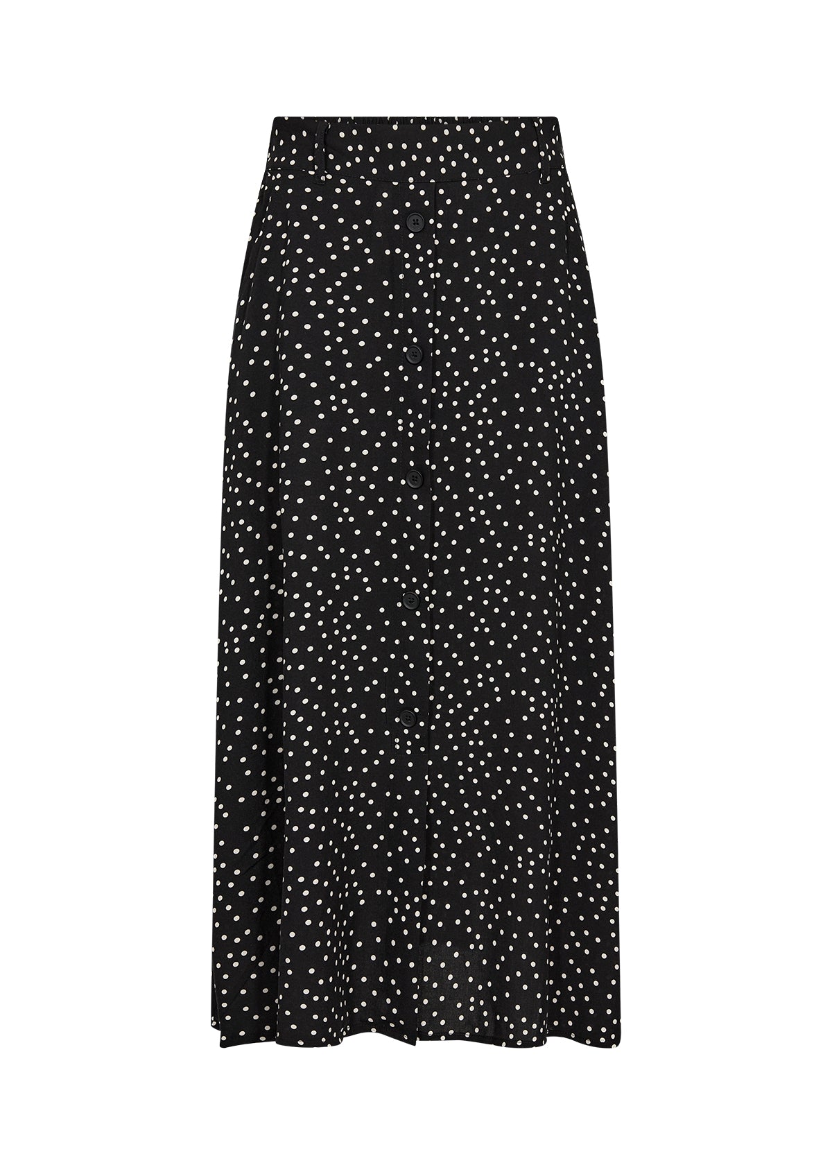 SOYA CONCEPT Gilda Black & Cream Polka Dot Midi Skirt – Button Front Skirt
