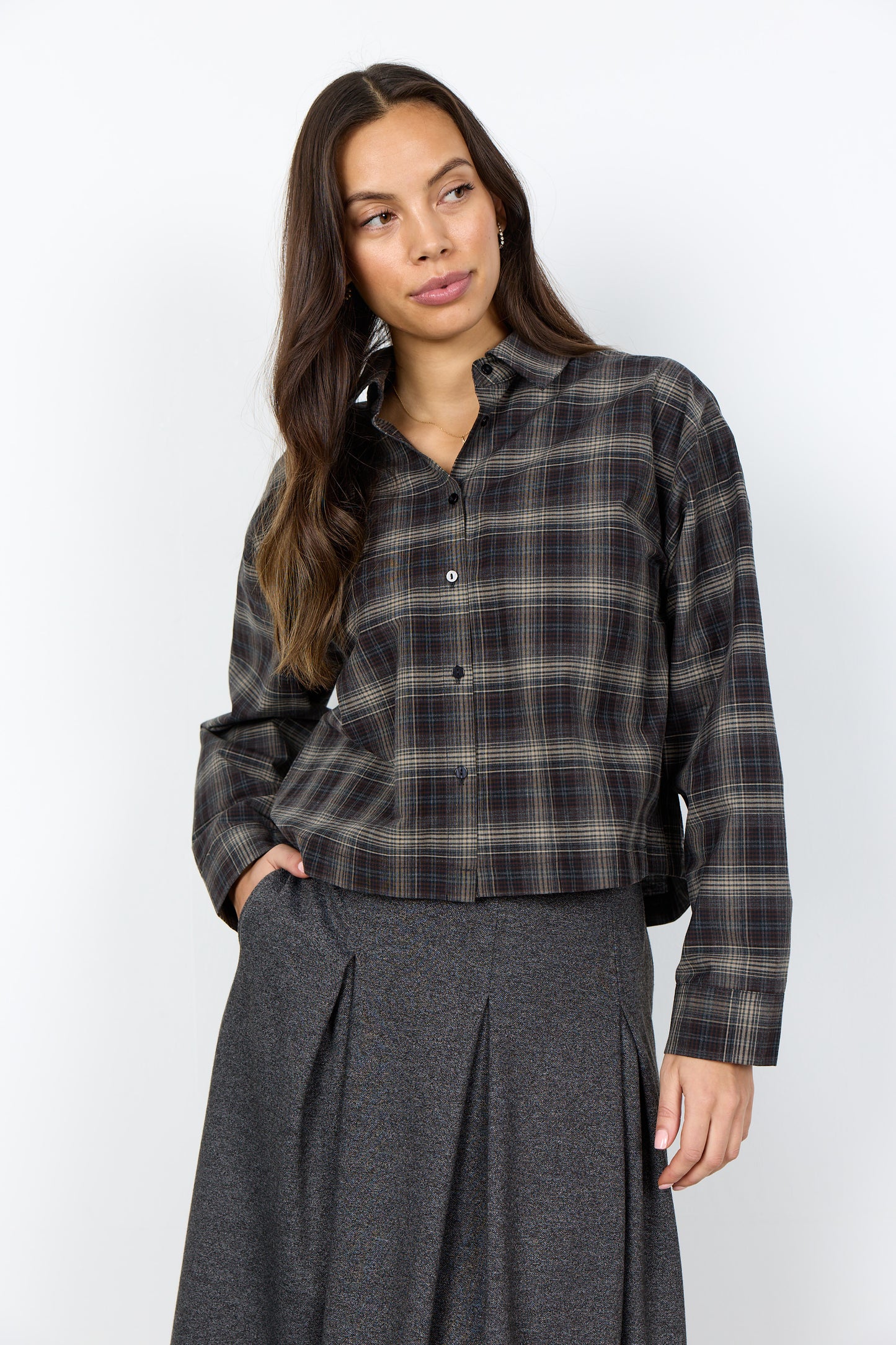 SOYA CONCEPT HASINA Plaid Button Down Shirt