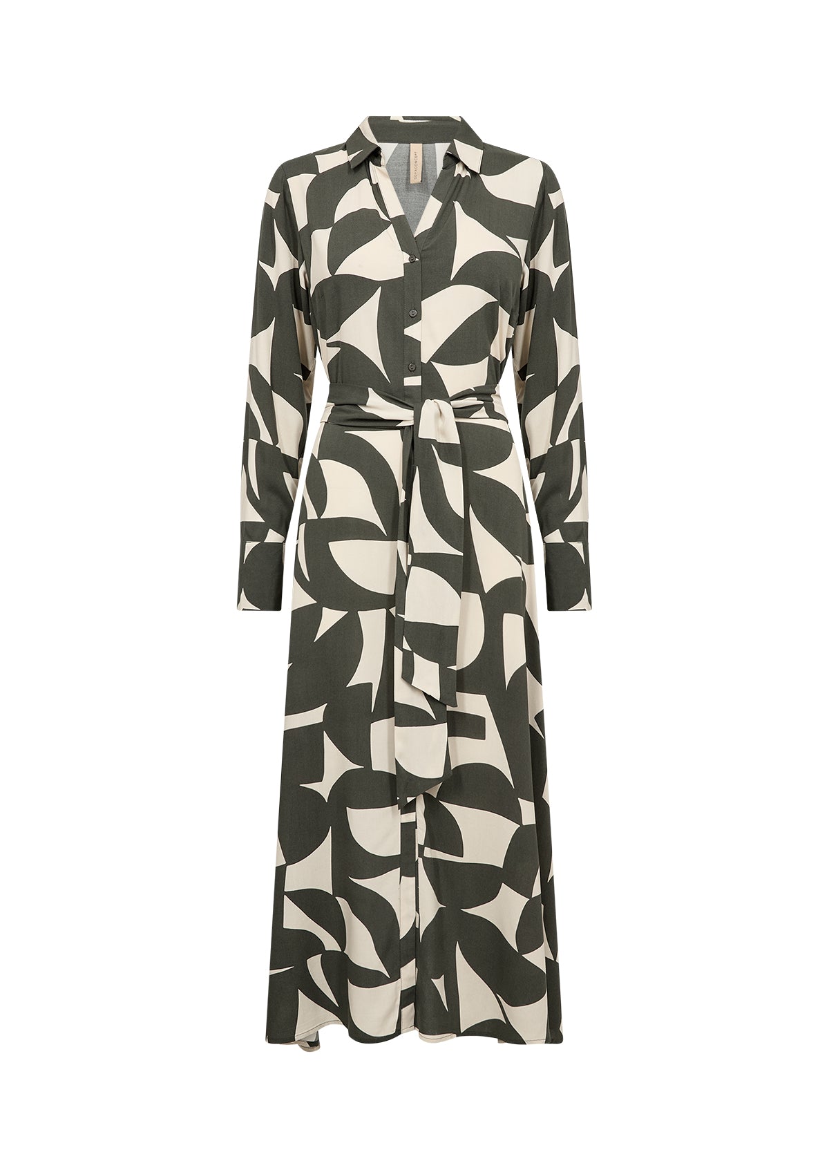 SOYA CONCEPT HANNI Cream & Kaki Green Print Dress