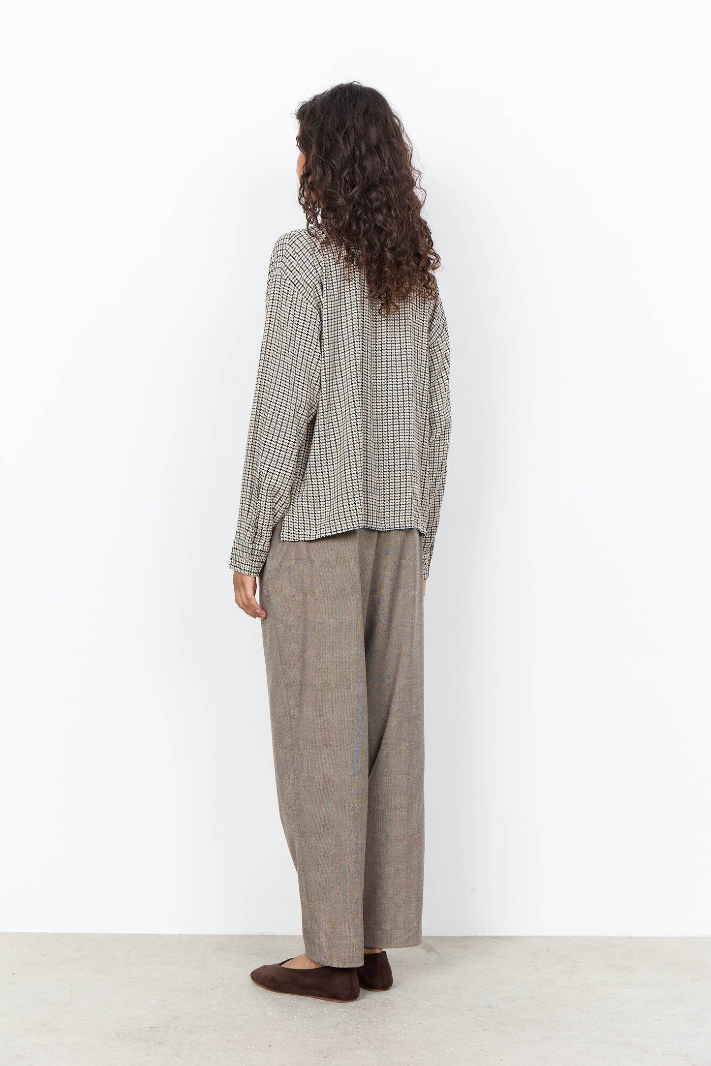 SOYA CONCEPT HALIA Houndstooth Print Blouse w/ Neck Tie