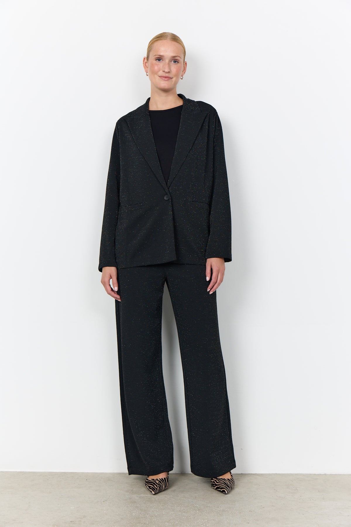 SOYA CONCEPT ANDINE 5 Black Silver Sparkle Blazer