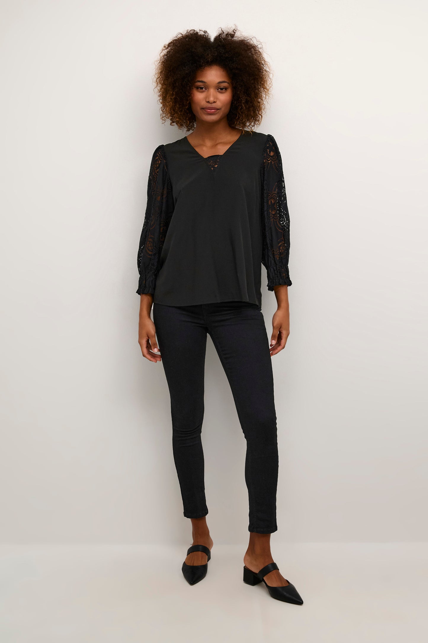 CULTURE Asmine Black Lace Blouse