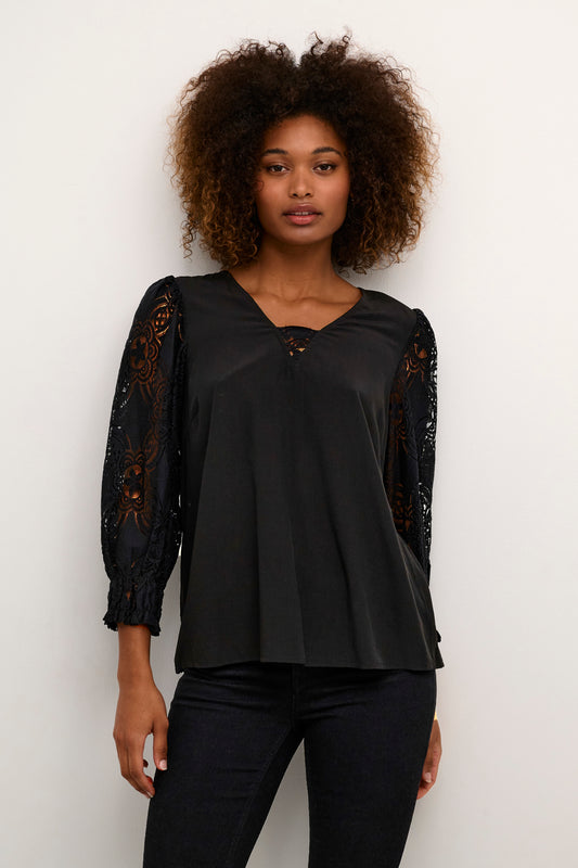CULTURE Asmine Black Lace Blouse