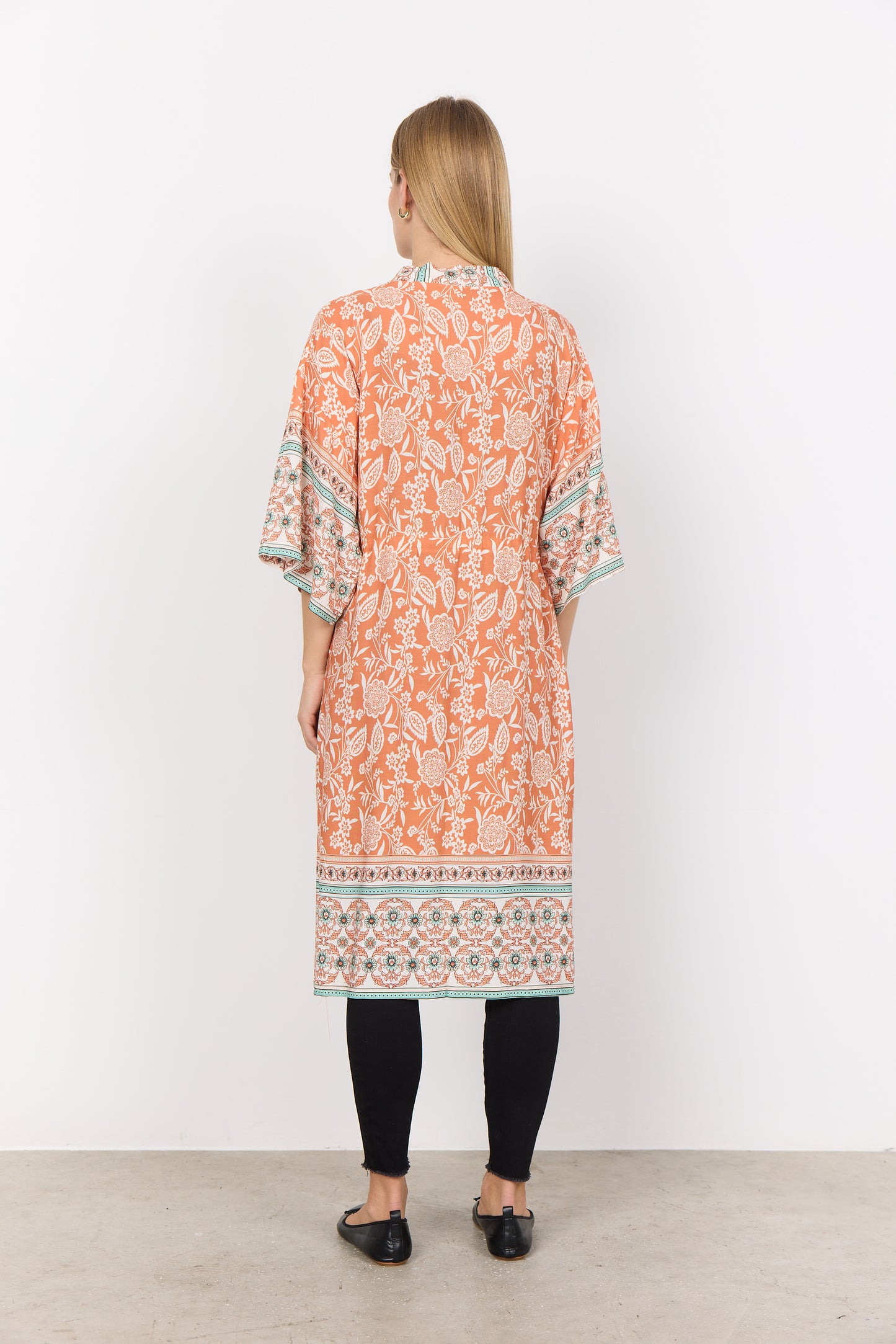 SOYA CONCEPT Enel Papaya Paisley Floral Print Kimono
