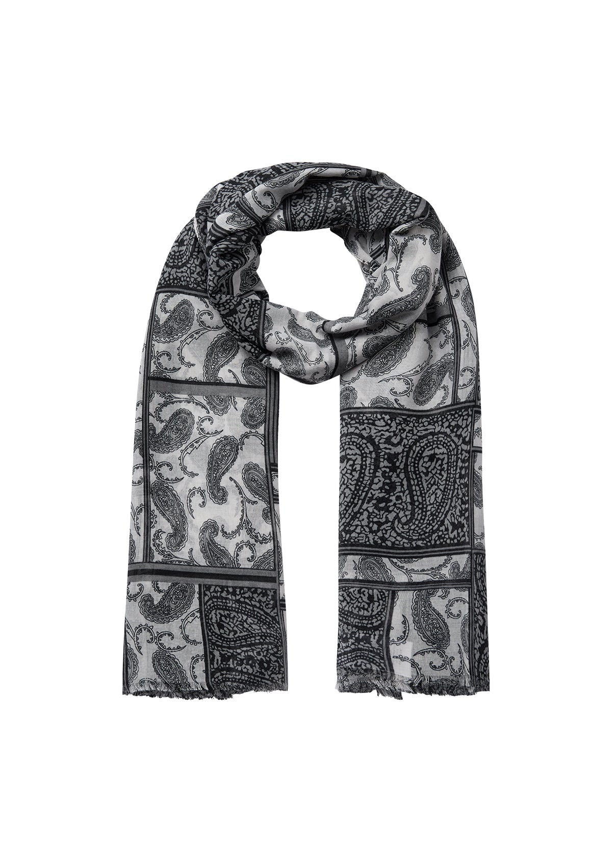 SOYA CONCEPT IMOA Black & Grey Paisley Print Scarf