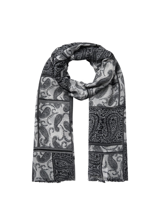 SOYA CONCEPT IMOA Black & Grey Paisley Print Scarf
