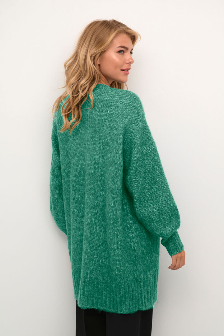 KAFFE ALIA Aventurine Emerald Green Open Knit Cardigan