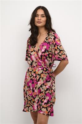 KAFFE POLLY Pink Floral Melon Wrap Dress