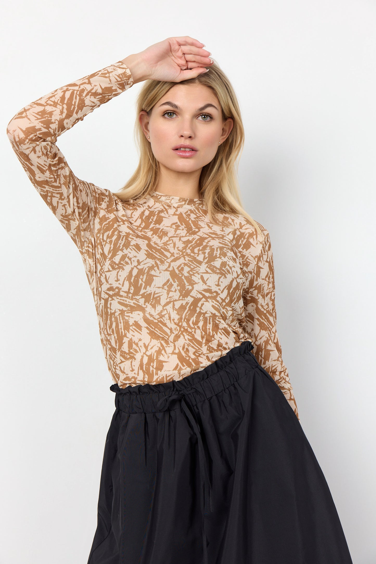 SOYA CONCEPT ALDA 39 Golden Print Mesh Longsleeve Shirt