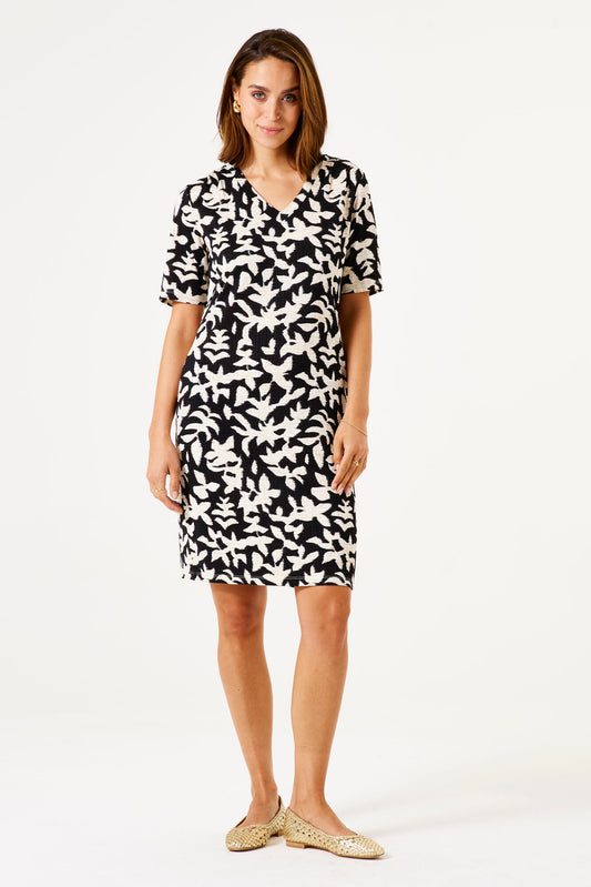 GARCIA VIVI Black & White Floral Print Dress