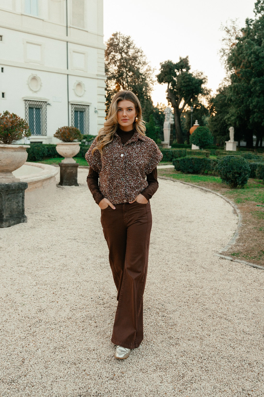 C&S THE LABEL NICO Mocha Brown Wide Leg Jeans
