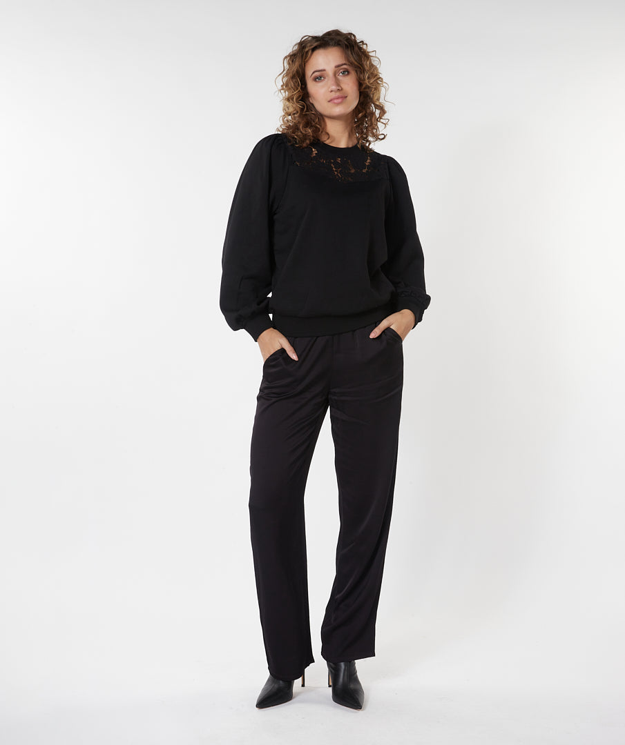 ESQUALO Black Sateen Trousers