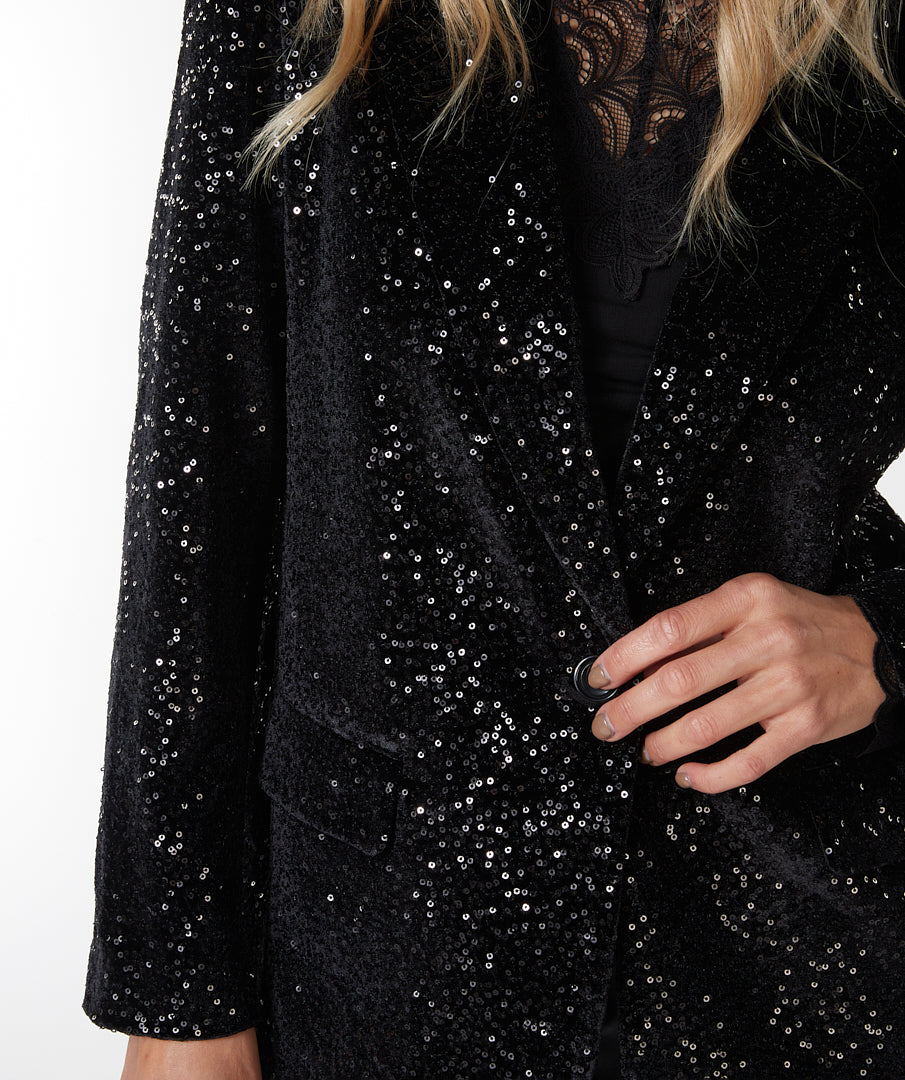 ESQUALO Black Velvet Sequin Blazer
