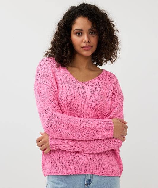ESQUALO Pink V Neck Light Knit