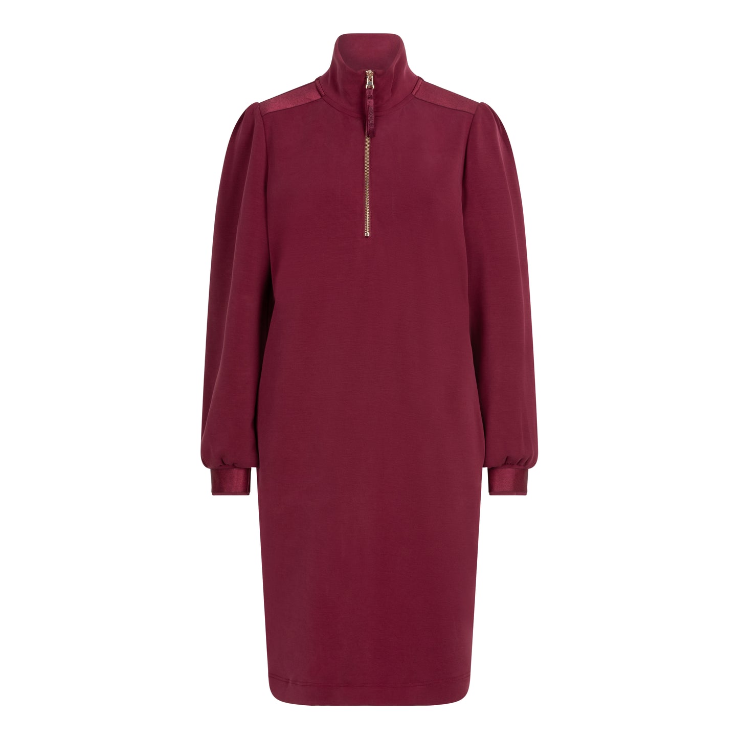 ESQUALO Red Wine Half Zip Modal Dress