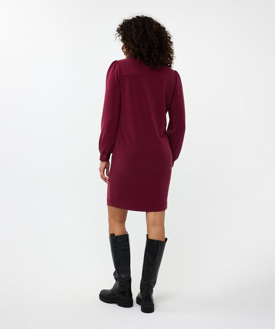 ESQUALO Red Wine Half Zip Modal Dress