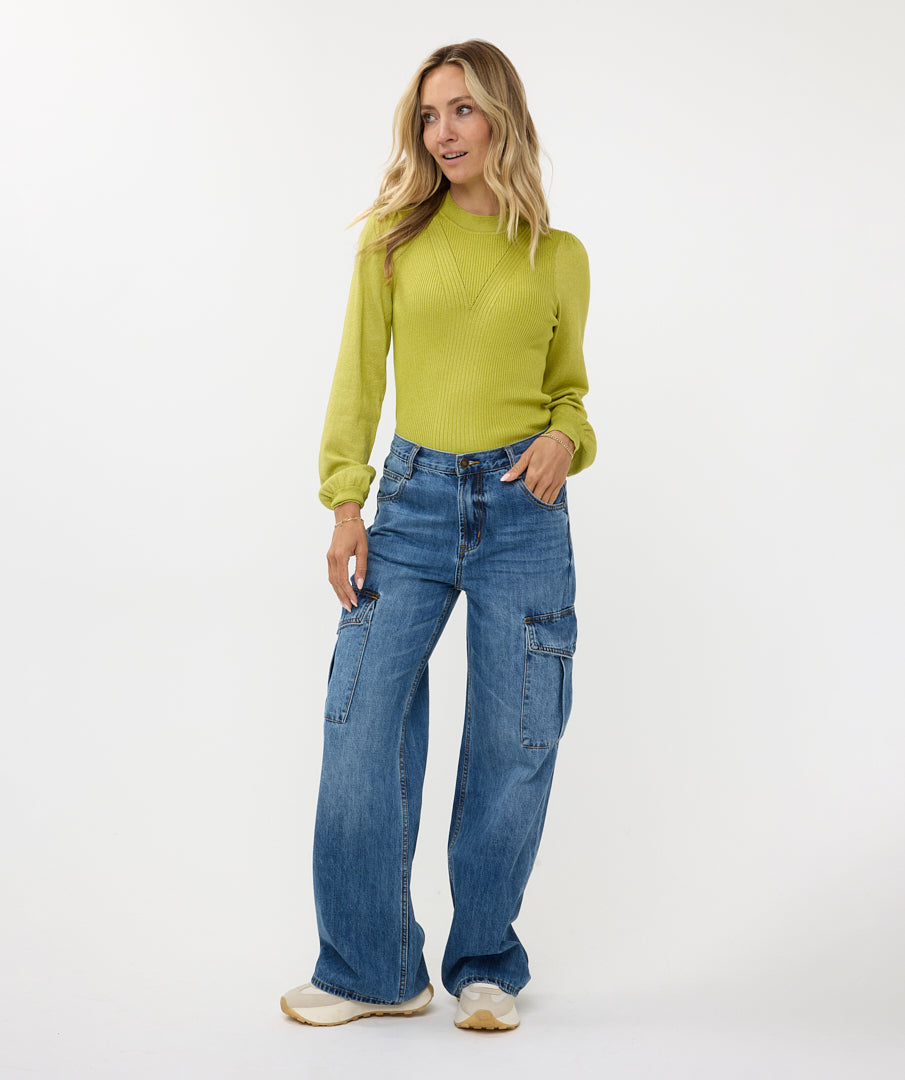 ESQUALO Wide Leg Cargo Denim Jeans