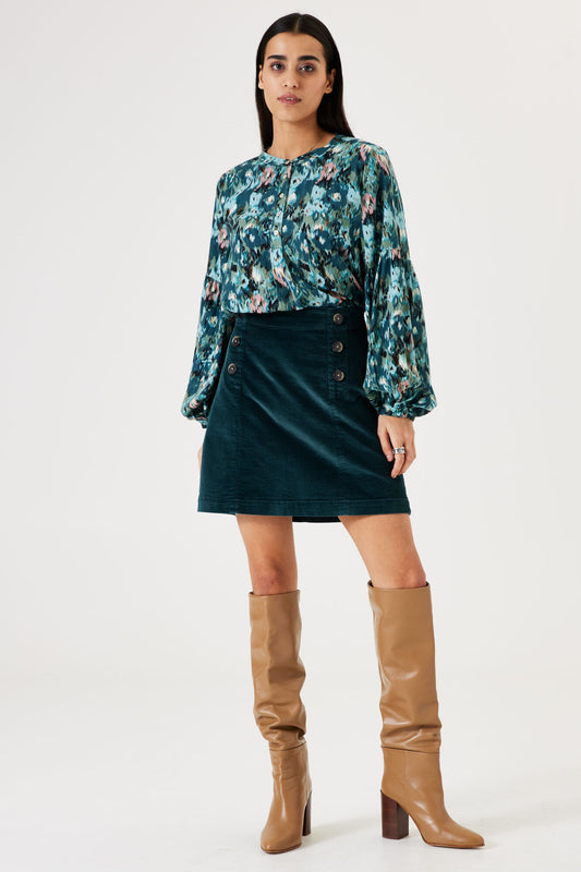 GARCIA Teal Corduroy Mini Skirt