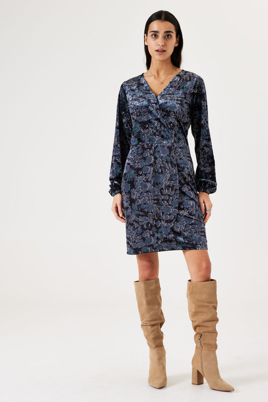 GARCIA Velvet Floral Midnight Print Dress