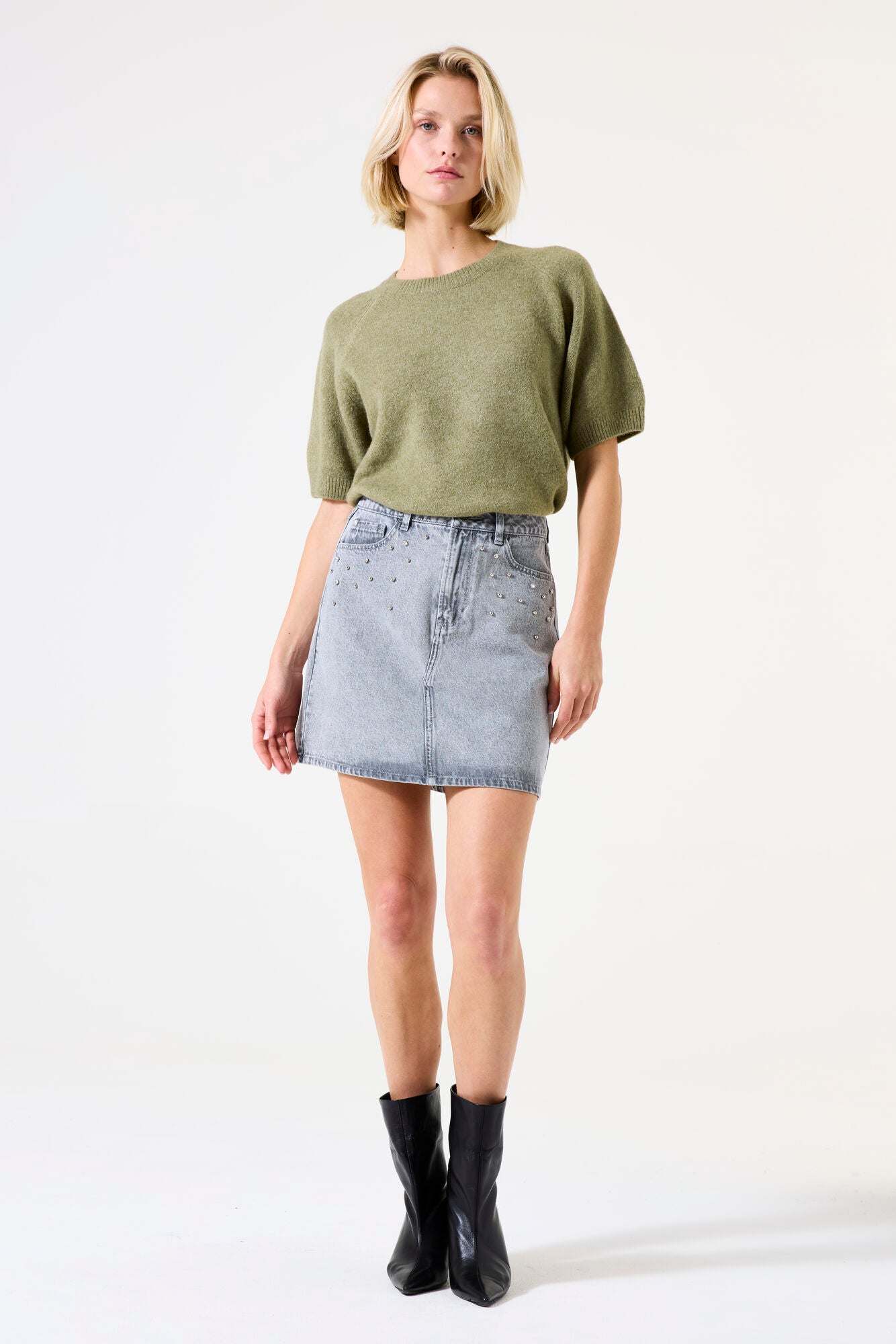 GARCIA SAGE Green Short Sleeve Pullover Knit