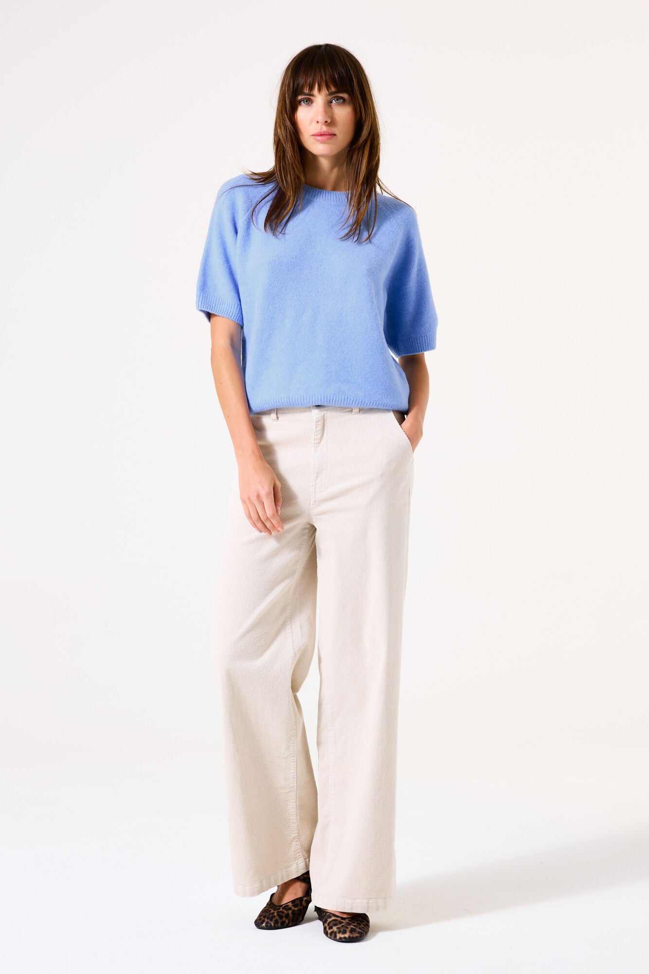 GARCIA KRYSTAL Blue Short Sleeve Pullover Knit