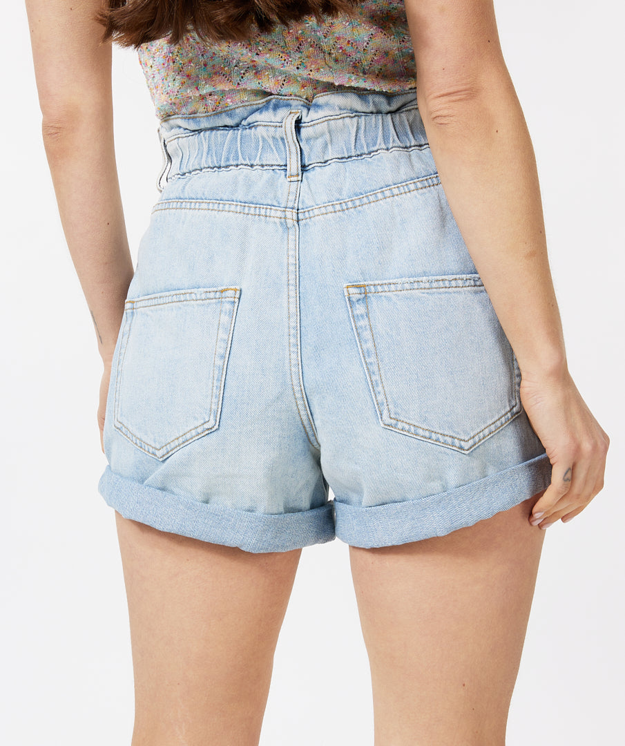 ESQUALO Paperbag Mom Style Denim Jean Shorts