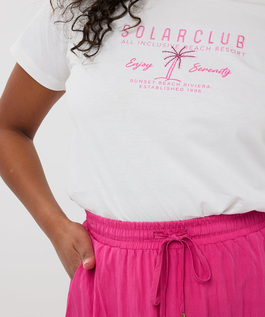 ESQUALO Solar Club White & Pink Graphic T Shirt