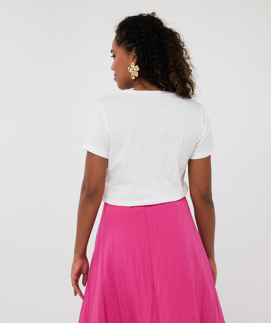 ESQUALO Solar Club White & Pink Graphic T Shirt