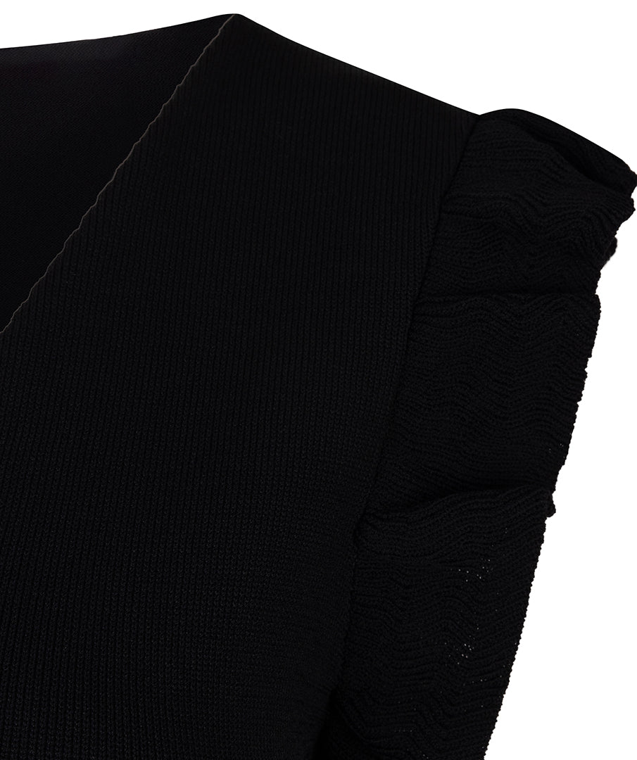 ESQUALO Ella Black Ruffle Knit Cami