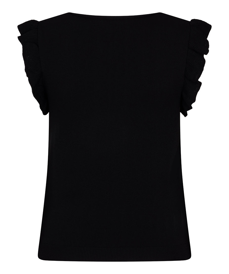 ESQUALO Ella Black Ruffle Knit Cami