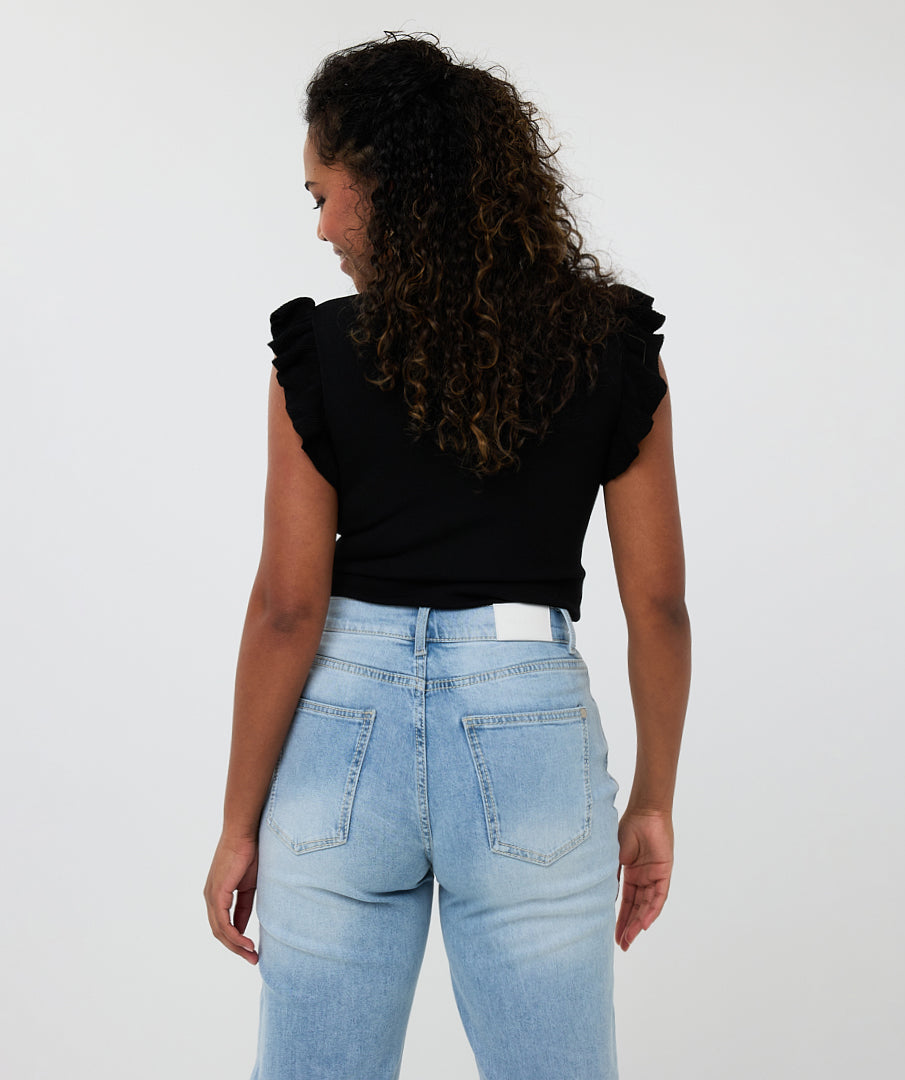 ESQUALO Ella Black Ruffle Knit Cami