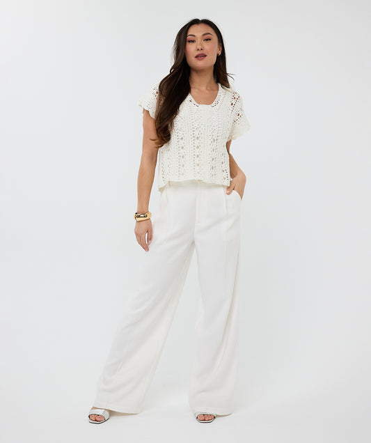 ESQUALO Mila Off White Pleated Trousers