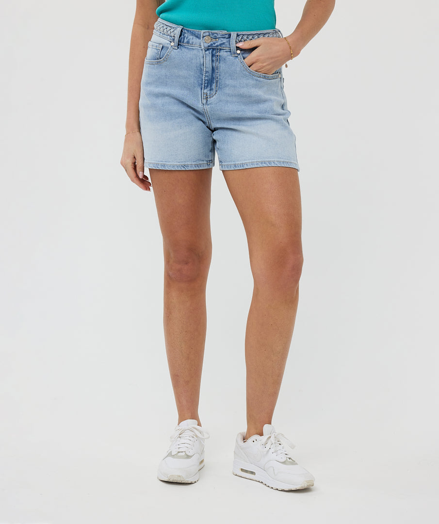 ESQUALO EMI Braided Lightwash Denim Short
