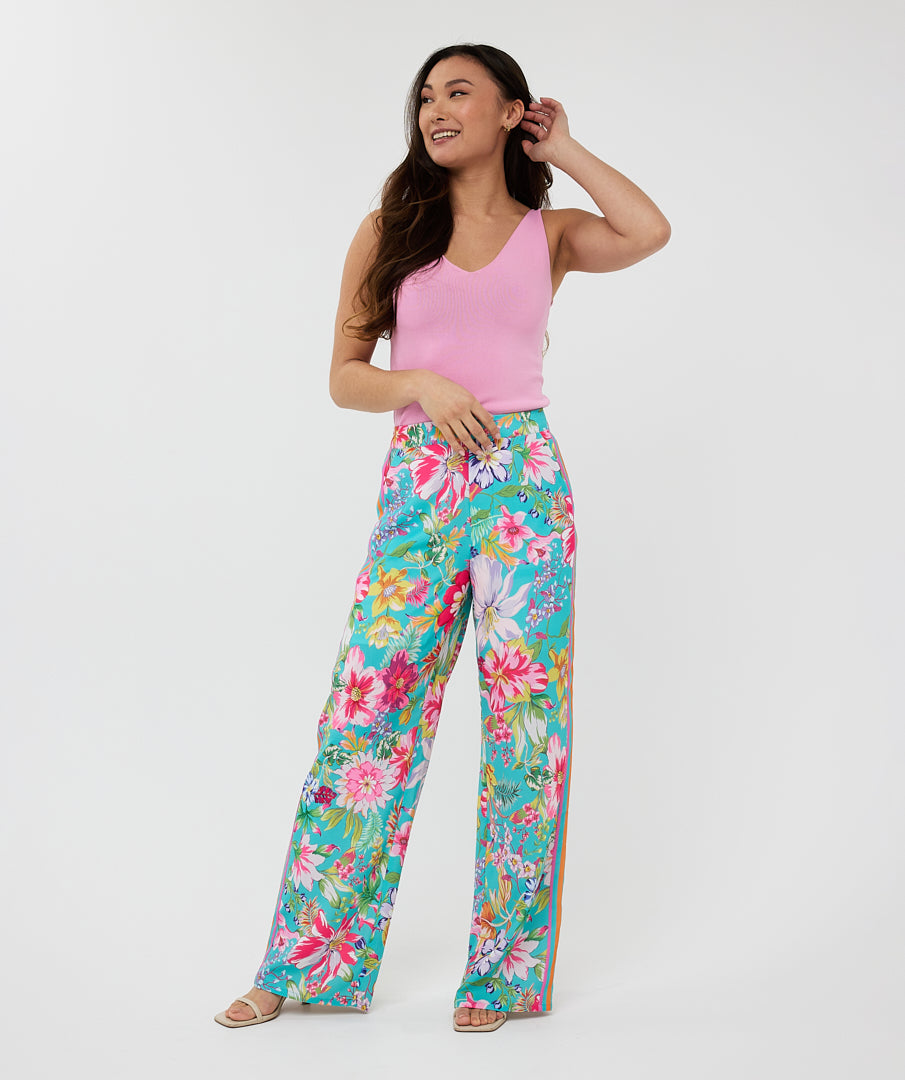 ESQUALO Aqua Floral Tropics Trousers